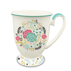 MUG CON BASE 330ML FLORES VERDE AGUA