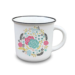 MUG RECTO 350ML FLORES VERDE AGUA