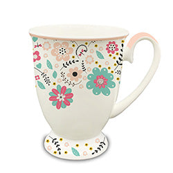 MUG CON BASE 330ML FLORES ROSA