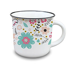 MUG RECTO 350ML FLORES ROSA