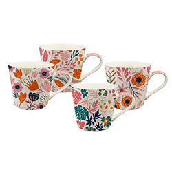 MUG RECTO 330ML FLORES NARANJA SURTIDO