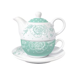 TEA FOR ONE 275ML+400ML FLORES VERDE AGUA