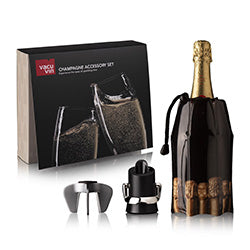 SET ACCESORIOS PARA CHAMPAGNE REGALO VACU VIN