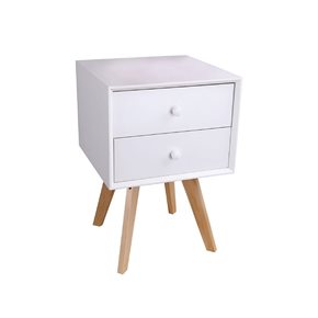MESA DE LUZ 2 CAJON 40X40X60CM MADERA CON BLANCO