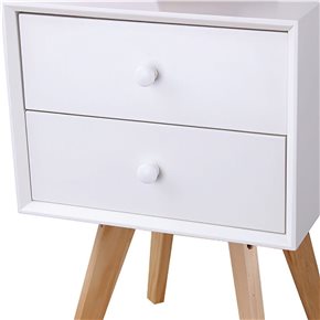 MESA DE LUZ 2 CAJON 40X40X60CM MADERA CON BLANCO