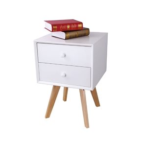 MESA DE LUZ 2 CAJON 40X40X60CM MADERA CON BLANCO