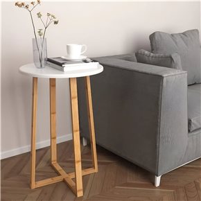 MESA REDONDA 40X40X60 CM BAMBOO CON BLANCO