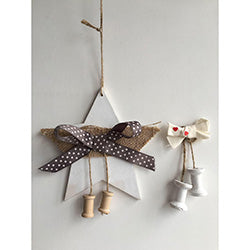 ESTRELLA C/LAZO COLGAR 15CM MADERA