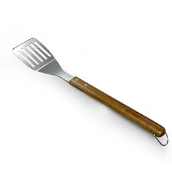 ESPATULA  PERFORADA 45CM ACERO INOX MANGO MADERA