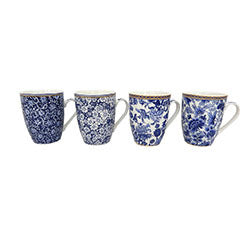 MUG CONICO 345ML FLOWERS BLUE