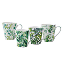 MUG CONICO 370ML HOJAS VERDES