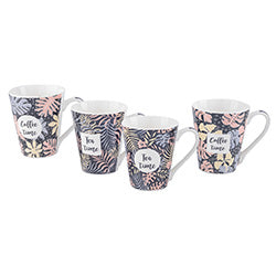 MUG CONICO 310ML COFFEE & TEA TIME HOJAS COLORES
