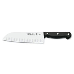 CUCHILLO SANTOKU 18CM ACERO INOX MANGO NEGRO UNIBLOCK 3CLAVELES