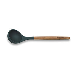 CUCHARON SILICONA MANGO MADERA 3 CLAVELES. 31CM