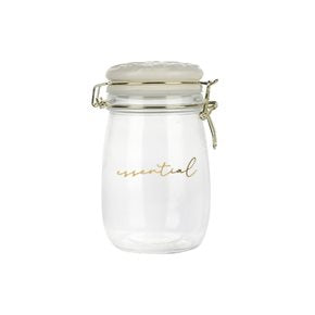 RECIPIENTE VIDRIO 1L T/CERAMICA BLANCA ESSENTIAL