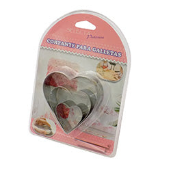 SET 3 PCS CORTANTE P/GALLETA METAL CORAZON