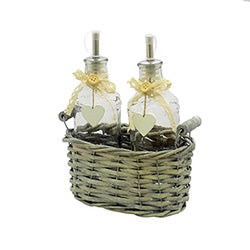SET ACEITEROS DECO CORAZON Y CESTA 20X9.5X24CM