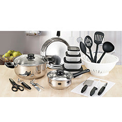 JUEGO DE BATERIA ACERO INOX  25 PCS APTO INDUCCION
