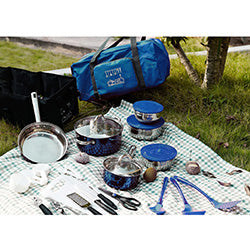 JUEGO DE BATERIA 33 PCS AZUL EN BOLSO APTO INDUCC