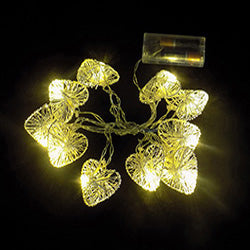 GUIA LED X10 CORAZONES DE METAL PLATEADO 5CM