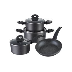 BATERIA DE COCINA 7 PIEZAS ANTIADHERENTE GRANITO GRIS