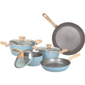 BATERIA COCINA 8PZAS ANTIADHERENTE ALUM.FUND.AZUL
