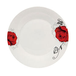 PLATO DE MESA PORCELANA 23CM FLOR ROJA