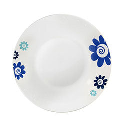 PLATO HONDO 20 CM FLOR AZUL