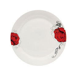 PLATO POSTRE PORCELANA 18CM FLOR ROJA