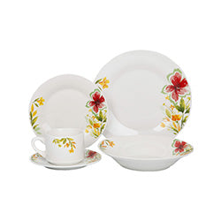 JUEGO DE VAJILLA 20 PZAS FLOR ACUARELA