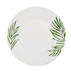 PLATO DE MESA PORCELANA 23CM HOJAS VERDES