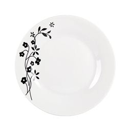 PLATO POSTRE PORCELANA 19CM FLORES NEGRAS