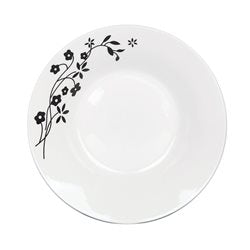 PLATO HONDO PORCELANA 20CM FLORES NEGRAS