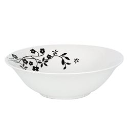 ENSALADERA PORCELANA D23CM FLORES NEGRAS