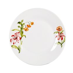 PLATO POSTRE PORCELANA 19CM FLORES NARANJA
