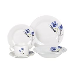 JUEGO DE VAJILLA PORCELANA 20 PZAS FLORES AZULES