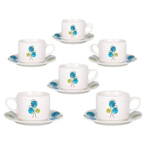 SET 6 TAZAS DE TE 220ML C/PLATO CIRCULOS