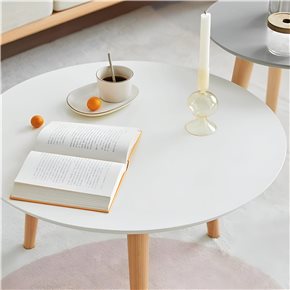 MESA AUXILIAR BAMBOO C/ BLANCO D50CM/H47CM