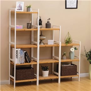ESTANTERIA 4 TABLAS 32X32X108 CM BAMBOO CON BLANCO
