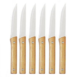 SET 6 PIEZAS CUCHILLOS PARA CARNE MADERA.  L11.4CM