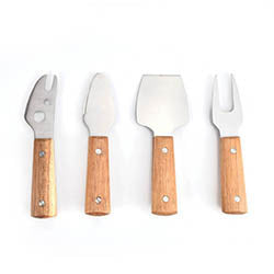 SET 4 PIEZAS CUCHILLOS P/ QUESO ACACIA EN CAJA. L15CM