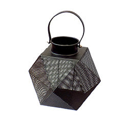 FAROL GEOMETRICO 15X15X7.5CM MARROCO NEGRO