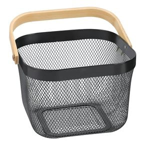 CESTO 24X24X28CM C/ASAS COLOR NEGRO