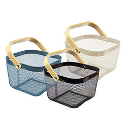 CESTO 24X24X28CM C/ASAS BEIGE