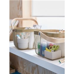 CESTO 24X24X28CM C/ASAS BEIGE