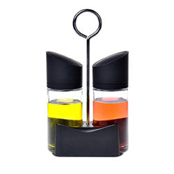 SET ACEITERO Y VINAGRERO H22X13X6.5CM SOPORTE PLAS