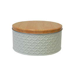 FRASCO CILINDRICO 2500ML LATA C/ TAPA MADERA. D20/H8CM
