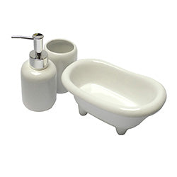 SET BAÑO 3 PCS CERAMICA BLANCO DISEÑO BAÑERA