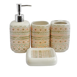 SET BAÑO 4 PZAS CERAMICA REDONDO "GEOMETRIA" SURT