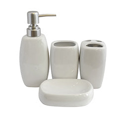 SET BAÑO 4 PZAS CERAMICA REDONDO COLOR LISO SURTID